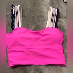 Vibrant Pink Crop Top with Striped Straps